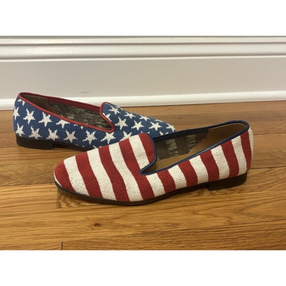 Vineyard Vines Stubbs & Wootton Flats Loafers Stars Stripes American Flag 8 - Picture 1 of 15